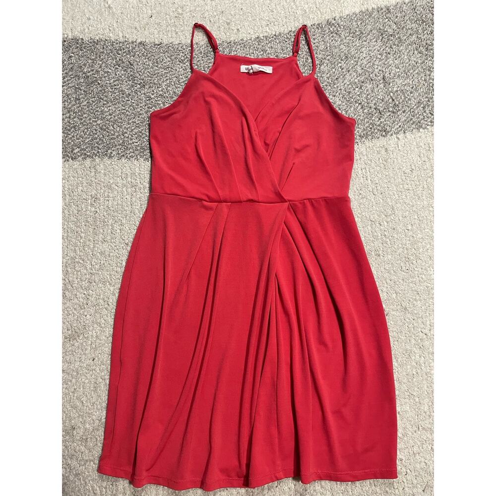 BCBGeneration Dress Sleeveless Draped Women's Sz Small Coral Knee Length Pleated